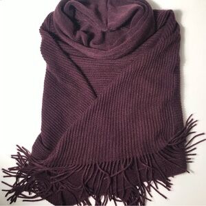 Plum Ribbed Fringe Scarf - Women Accessories